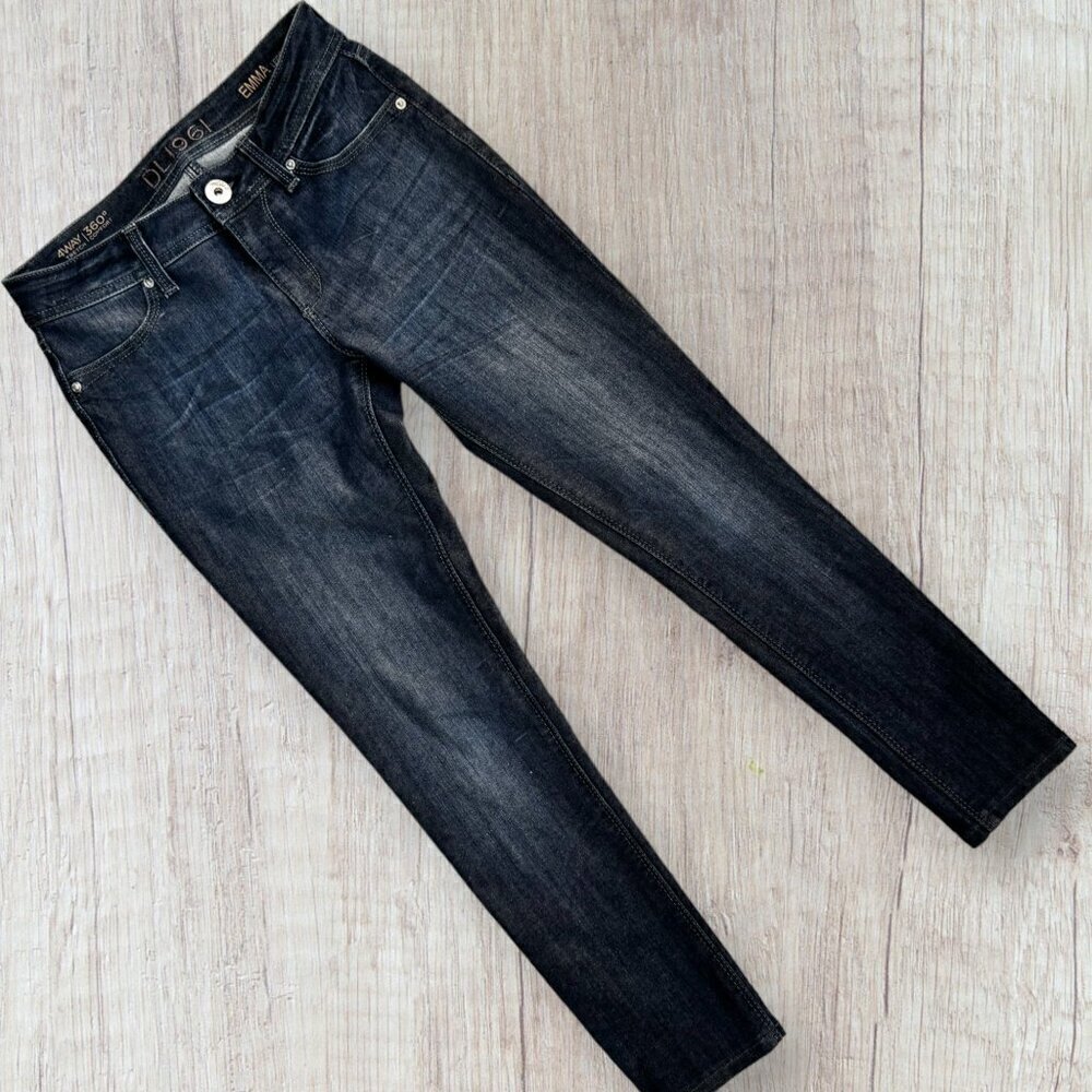 DL1961 Emma Denim Jeans Legging 4-Way Stretch Bloom Dark Wash 25